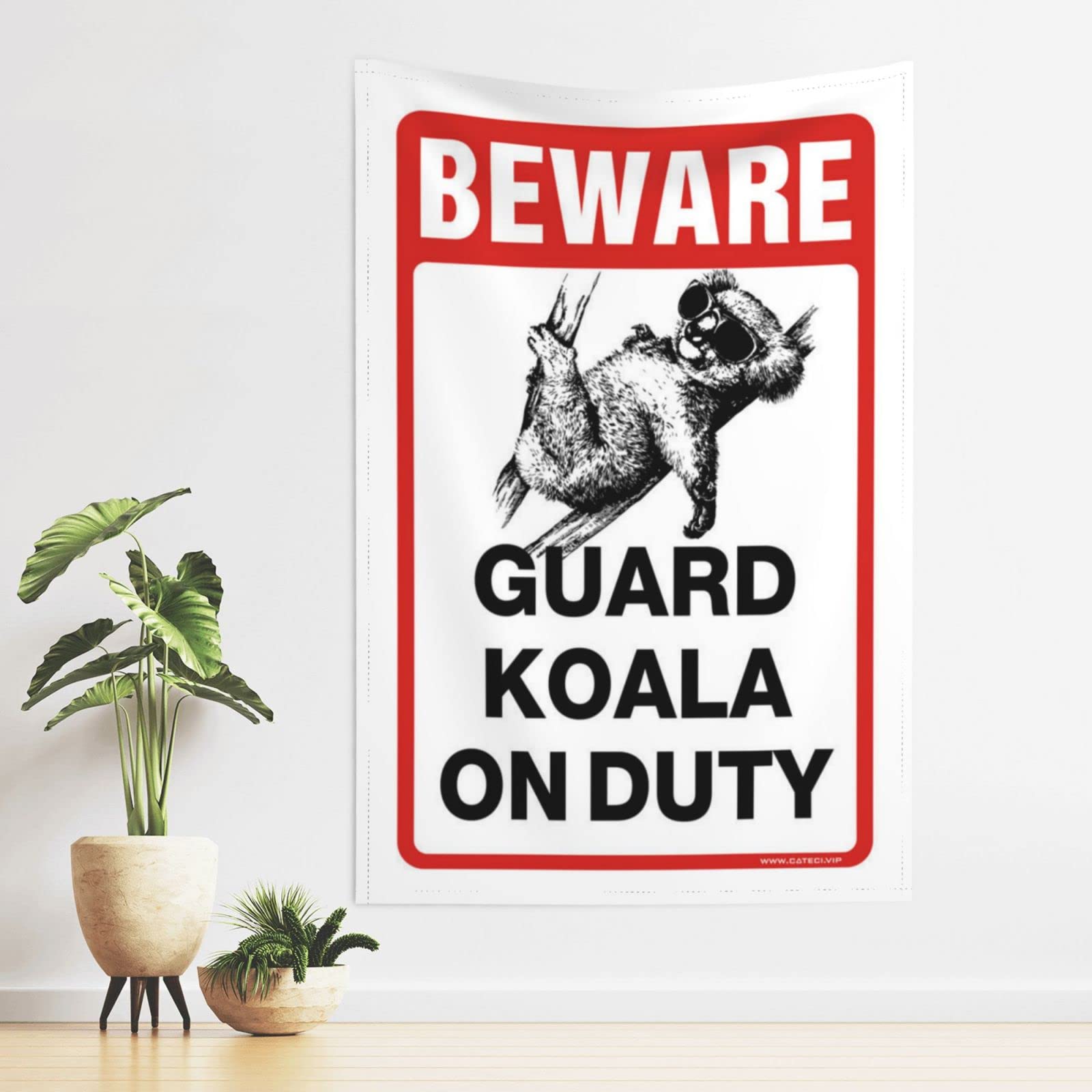 Dsocuiubos Beer Decor Beware! Guard Koala On Duty Tapestry Beer Decorations for Man Cave Funny Patio Decor (Size : 75X100CM)