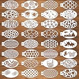 32 Pcs Halloween Face Painting Stencils 3'x5.5', Body Facial Painting Stencils, Reusable Mermaid Scale Leopard Cracks Claw Stencils Makeup Kit Face Tracing Stencils for Holiday Halloween Party