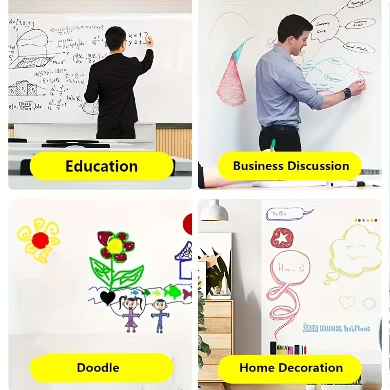 Image of SUNBIRD Whiteboard Peel & Stick Wallpaper Smooth Writing Board for Walls, Glass Whiteboard DIY & Dry-Erase Pens, Space-Saving for Home, Office (16 X 50 Inch)
