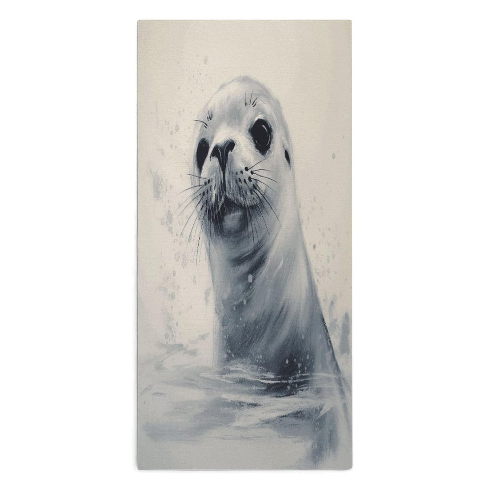 Btcowzrv Style Harp Seal Painting Bath Towel Beach Towels Shower Towel
