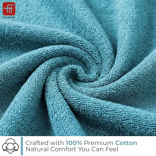 Image of 380 GSM 100% Cotton Highly Absorbent Light Weight Quick Dry Large Couple Bath Towel Set of 2 (Teal)