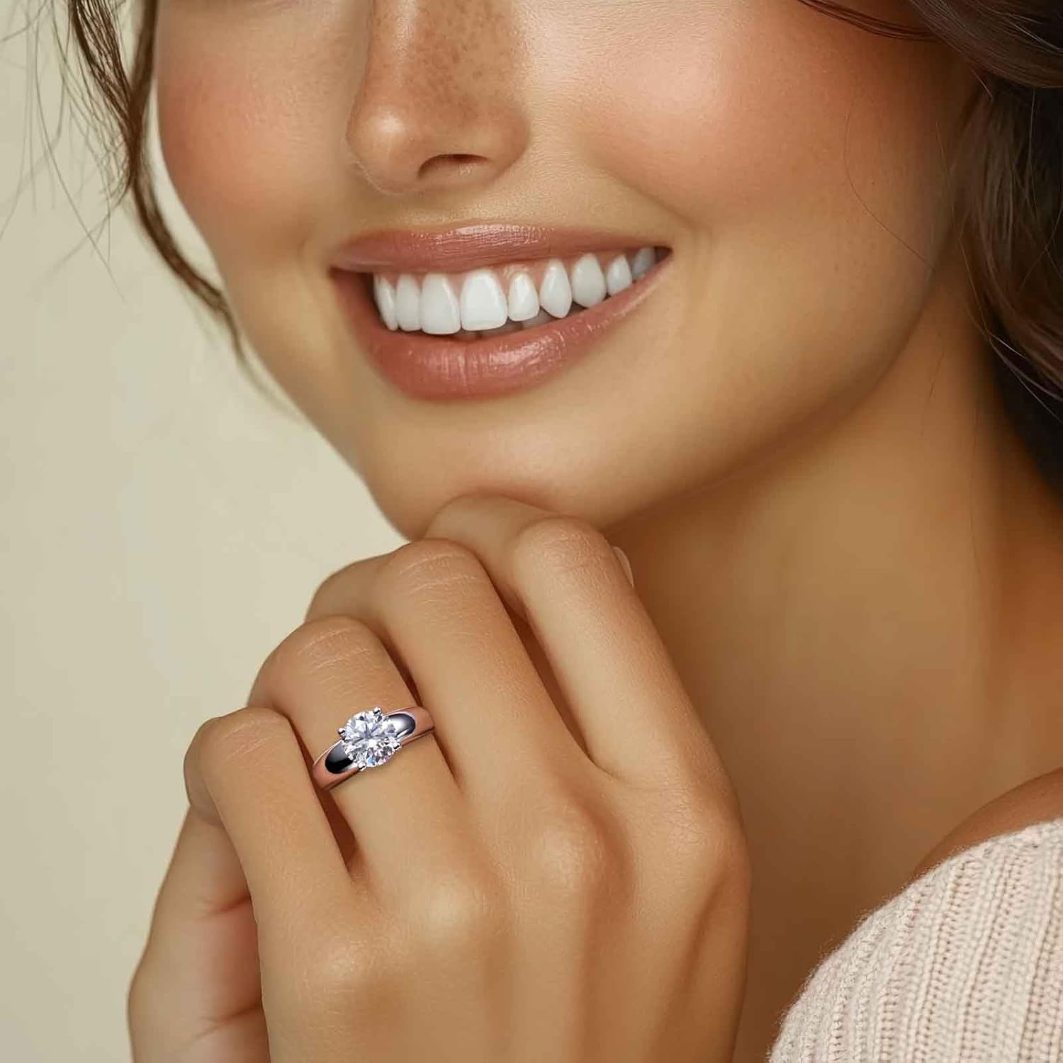 Moissanite Engagement Ring, 3CT D Color Solitaire Moissanite Rings 14K Gold Plated 925 Sterling Silver Moissanite Wedding Band Promise Rings for Women with Certificate - Image 6