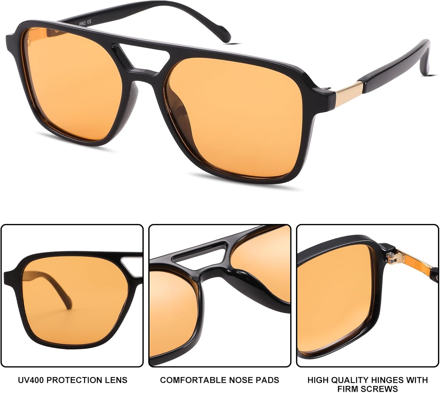 Hycredi Retro Aviator Sunglasses for Women Men, Trendy Square Sun Glasses, Vintage Rectangle Womens Shades - Image 6