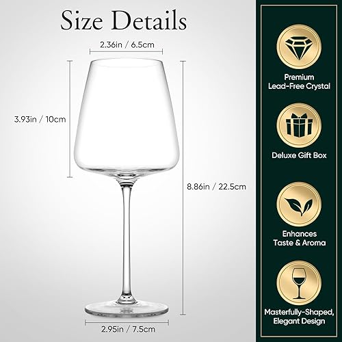 Miniatura 6 de Copas de vino tinto de 19 onzas sopladas a mano de cristal blanco cuadrado de alta calidad, juego de 4 copas de vino únicas grandes de tallo largo