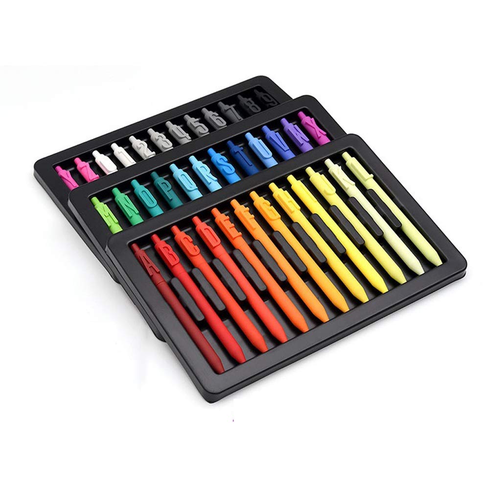 Rollerball pens 36 Color Letter Gel Pen Set Student Supplies Creative Digital English Color Rod 0.5mm Black Core Liquid Ink Rollerball Pens