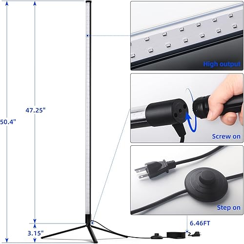 Miniatura 5 de Barrina Barra de luz LED negra, perfecta para fiestas, Halloween, T10, vertical, luz negra, 42W, 385-400 nm, altura de 4 pies con interruptor de
