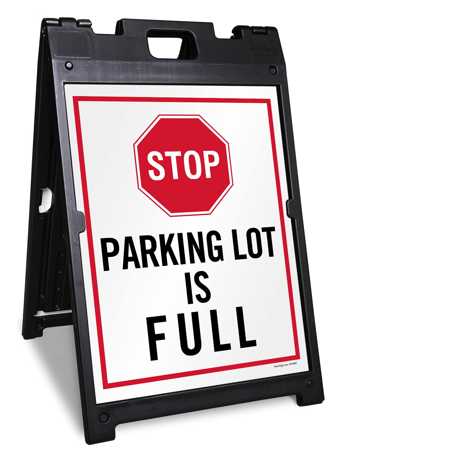 SmartSign 24 x 18 inch “Stop - Parking Lot is Full” Two-Sided BabyBoss A-Frame Sign Kit, Plastic, Black, Red and white (1 A-Frame + 2 Sign Panels),