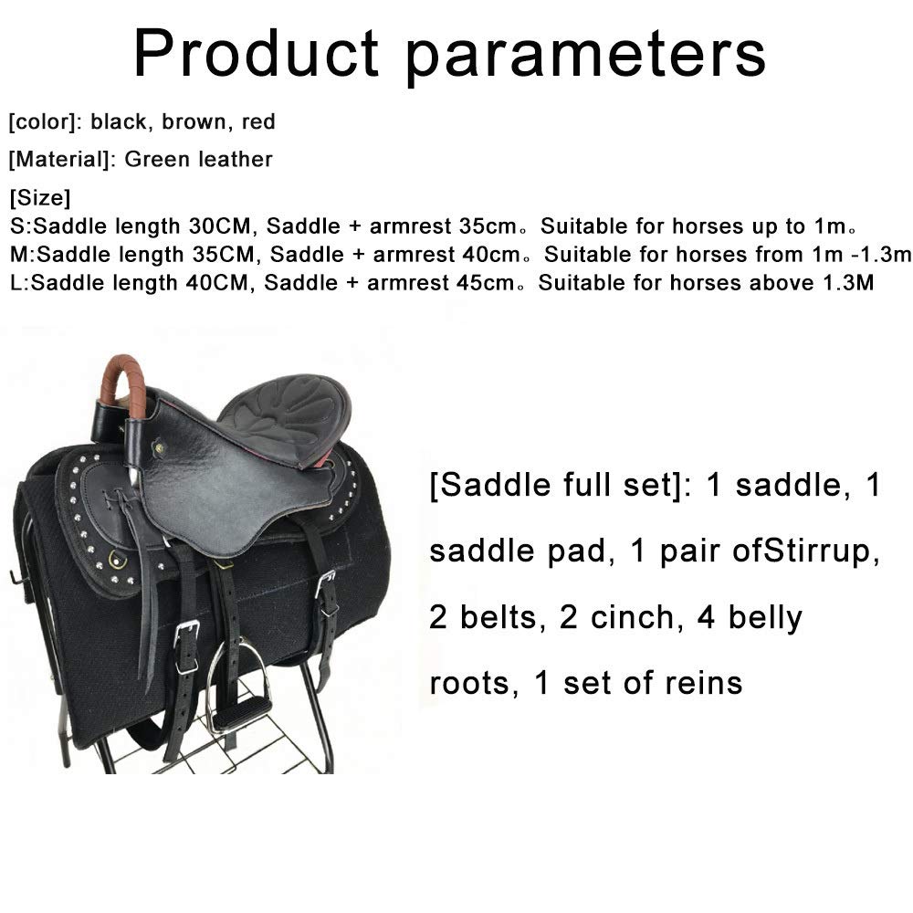 CLBING Cavallo da Sella Turisti con Maniglie con Sella in Cuoio Sella Esercito Sella Cavallo da Sella Completo Forniture Equestri,B-L