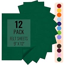IONTACH 9" X 12" Felt Fabric Sheets 1.6mm Thick 12 Packs, Hunter Green | Soft Felt for Craft, Sewing, Patchwork, Art Projects, Home Decorations