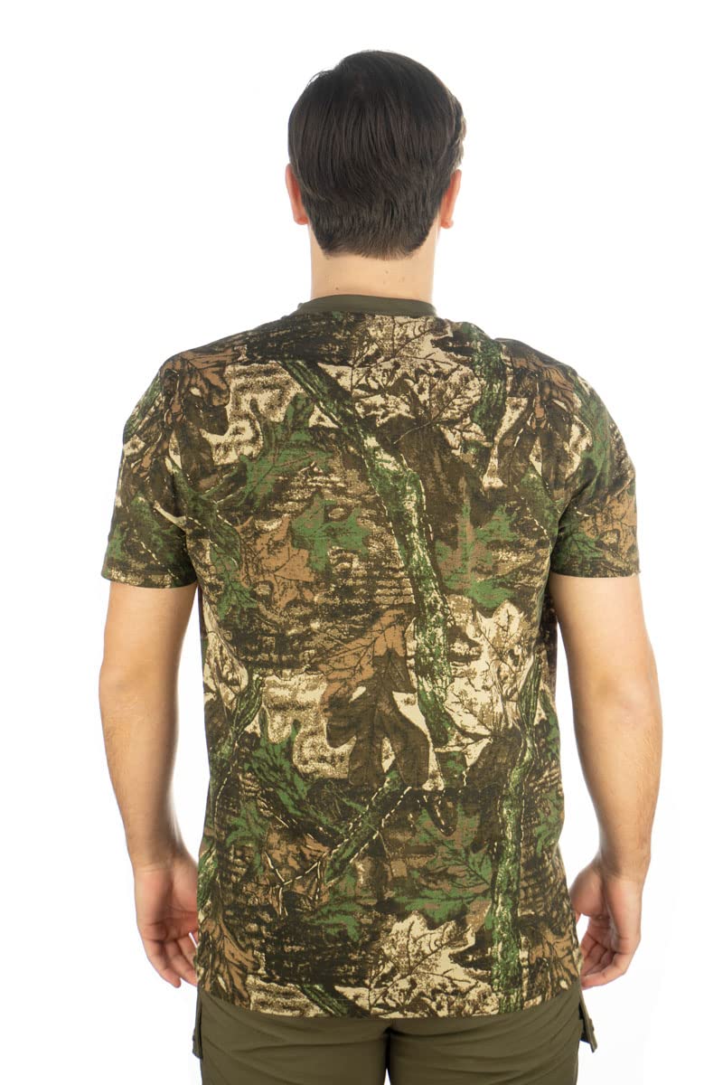 OS Trachten Camiseta en pack doble (2 unidades) de camuflaje / verde oliva sin diseño de camuflaje y color verde oliva