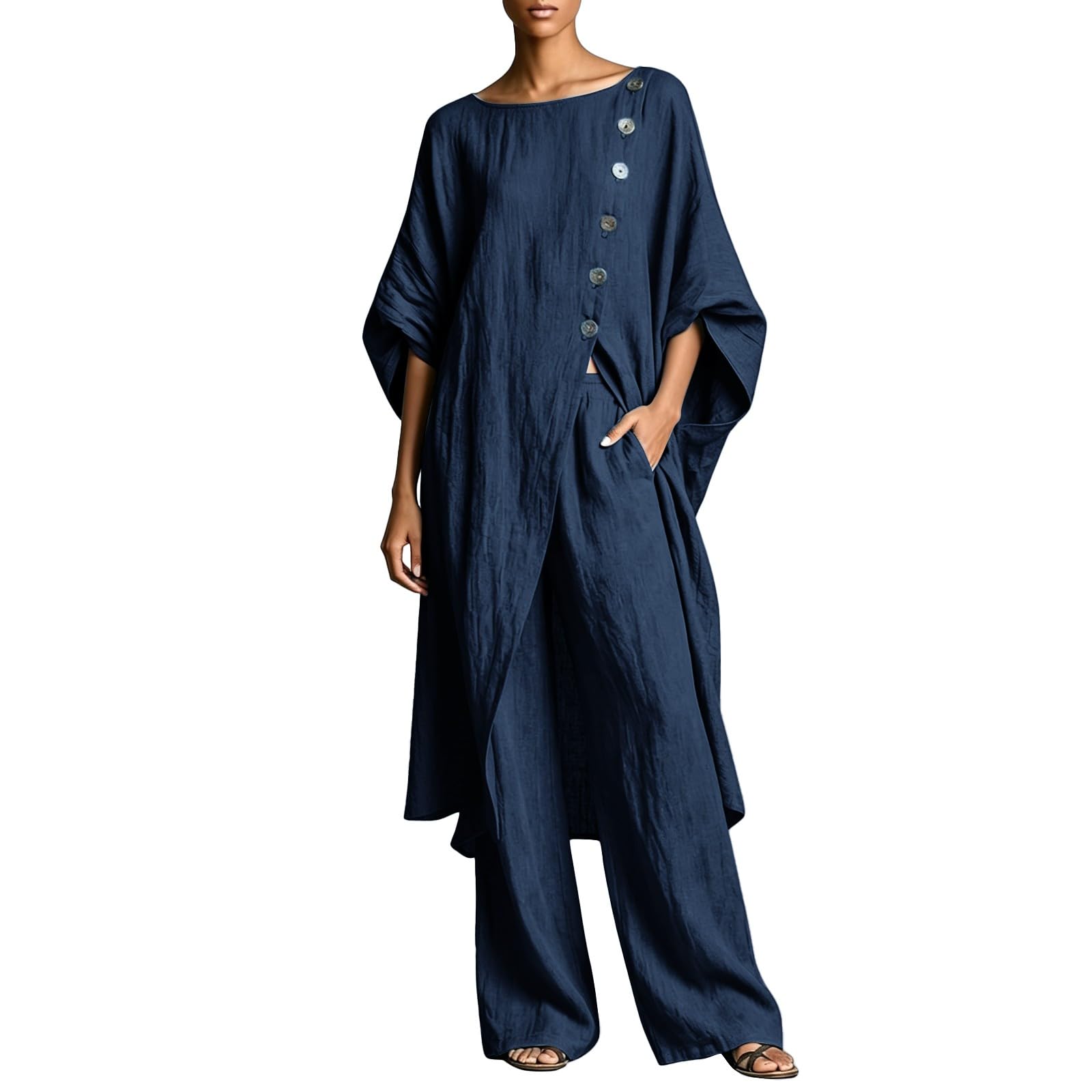 Conjunto Mujer Verano 2 Piezas Moda raje de Primavera Ligero Chndal Blusa Pantalones Ropa Playa Vacaciones Deportivo Casa Trabajoconjunto Verano mujerInformal y desenfadado