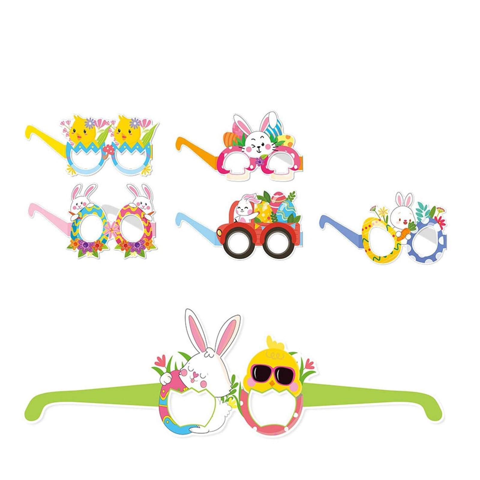 Xjdzineq 6pcs Easters Celebration Eyewears Rabbits Eggs Eyeglasses Paper Glasses Accessory for School Activities and Home Event Adult Easters Accessories