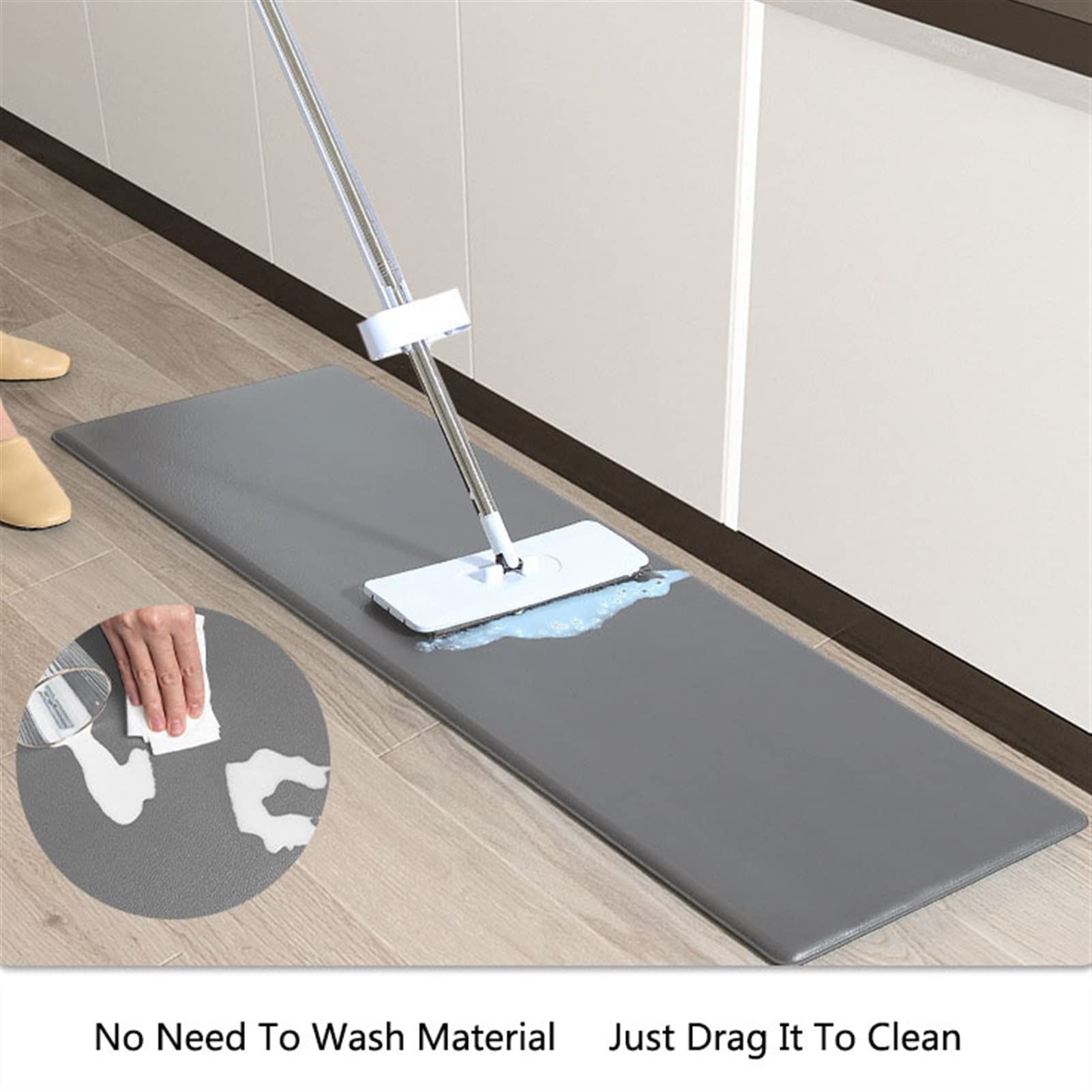 Alfombra de Cocina amortiguada Anti-Fatiga Alfombra, Estera de Cocina de Cuero, esteras y alfombras Impermeables Antideslizantes y alfombras, Estera de Confort ergonómico