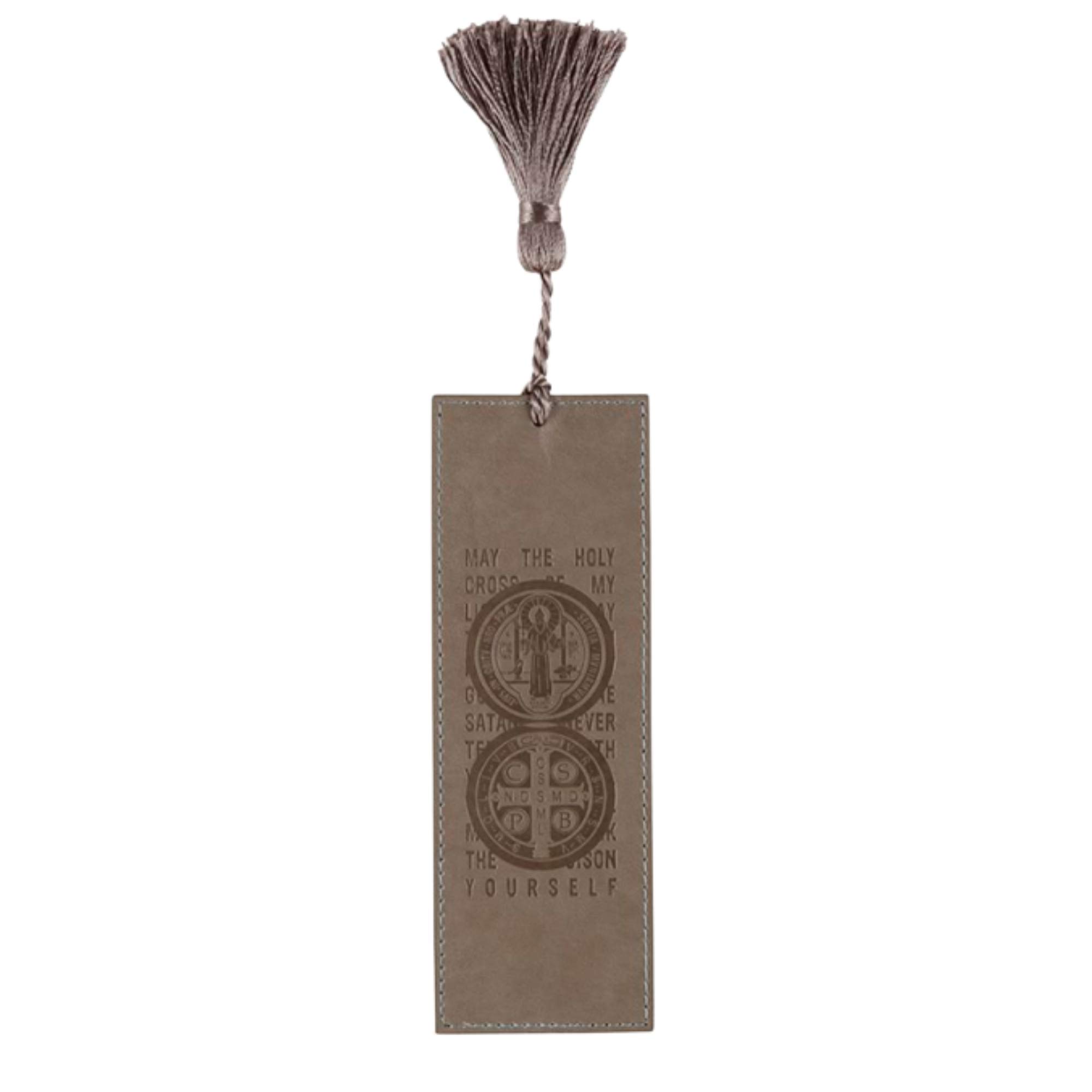 Marcador religioso con diseño de medalla de San Benito en relieve y oración en la parte posterior, libro de la Biblia de la oración, rastreador de página, 6.5 pulgadas