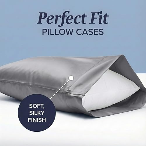 Miniatura 6 de Colección Beckham Hotel - Juego de sábanas tamaño King 100% algodón, ropa de cama de lujo 500TC de satén, bolsillo profundo de 16", transpirable, 4