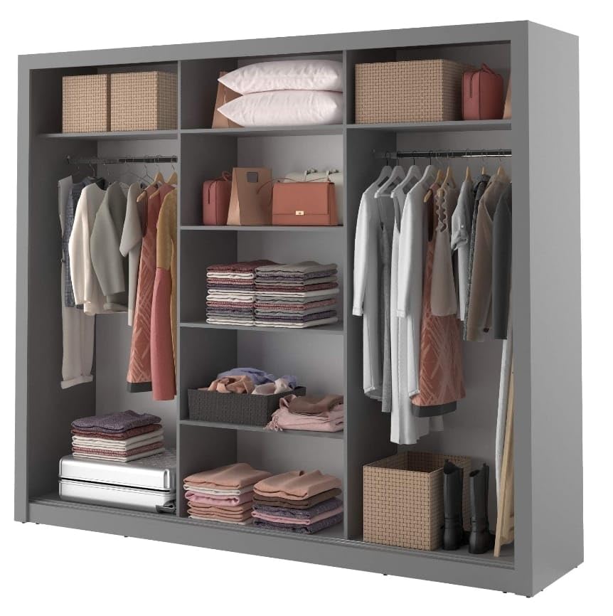 Image of engenering Wood Sliding Wardrobe with Mirror modeb Look Design Your Bedroom with This Beautiful Wardrobe