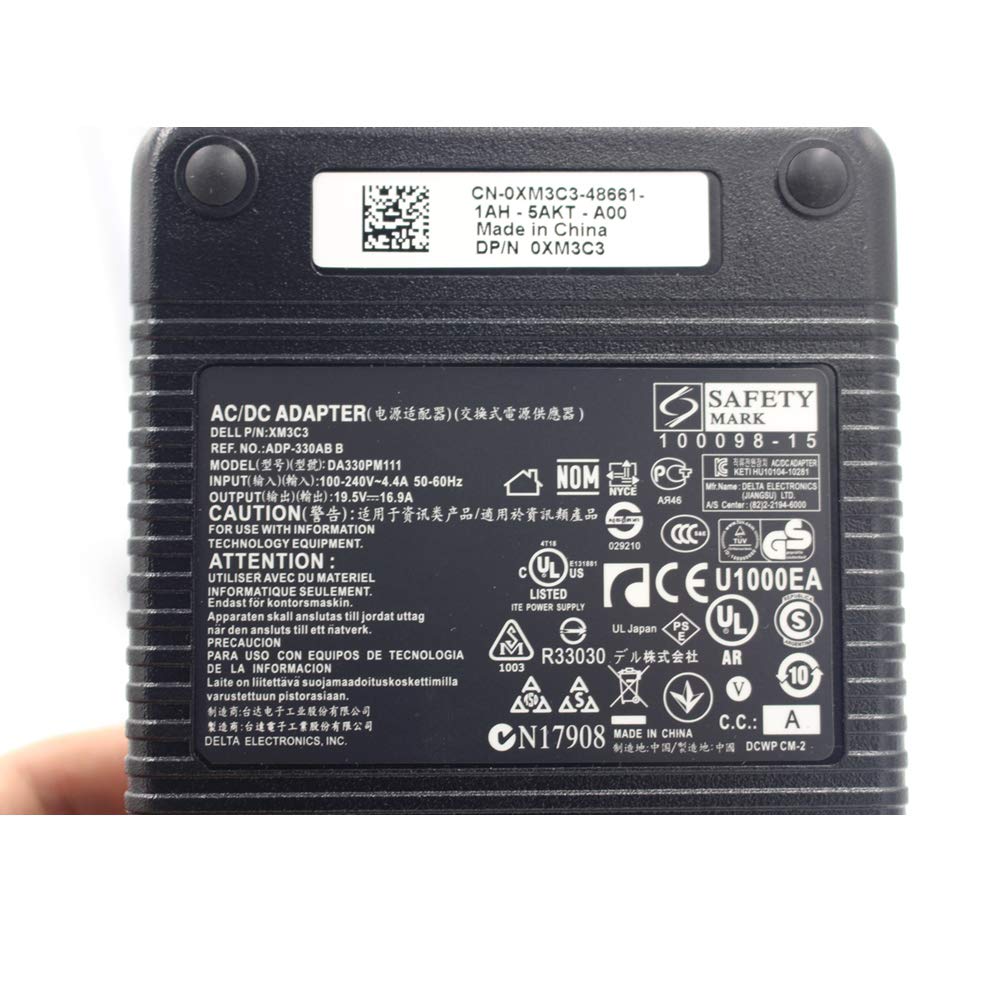 【純正品】Dell Alienware Y90RR 330W ACアダプタ充電器 Amazon.com: New DELL Alienware 330W GaN Charger AC Adapter