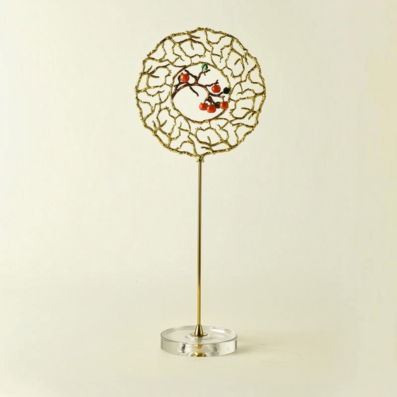 Colcolo Enamel Home Ornamento Artistico da Tavolo Scultura con Anello Aperto Motivo Ramo di Dettagli Vivaci Finitura Base Acrilica Adatta per Consolle Scaffali Reception Casa, RD7402L