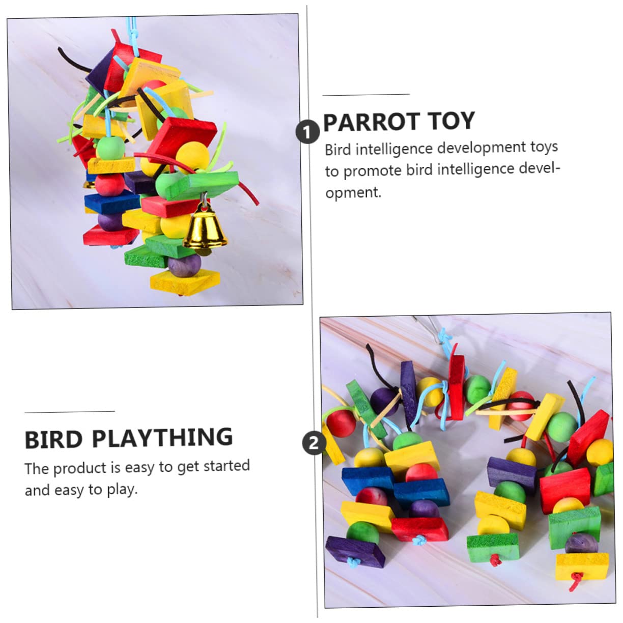 ABOOFAN 3pièces Jouet à Mâcher Bois Coloré pour Perroquet Accessoire Ludique pour Oiseaux Jouet De Jeu Et Amusant pour Animaux De Compagnie