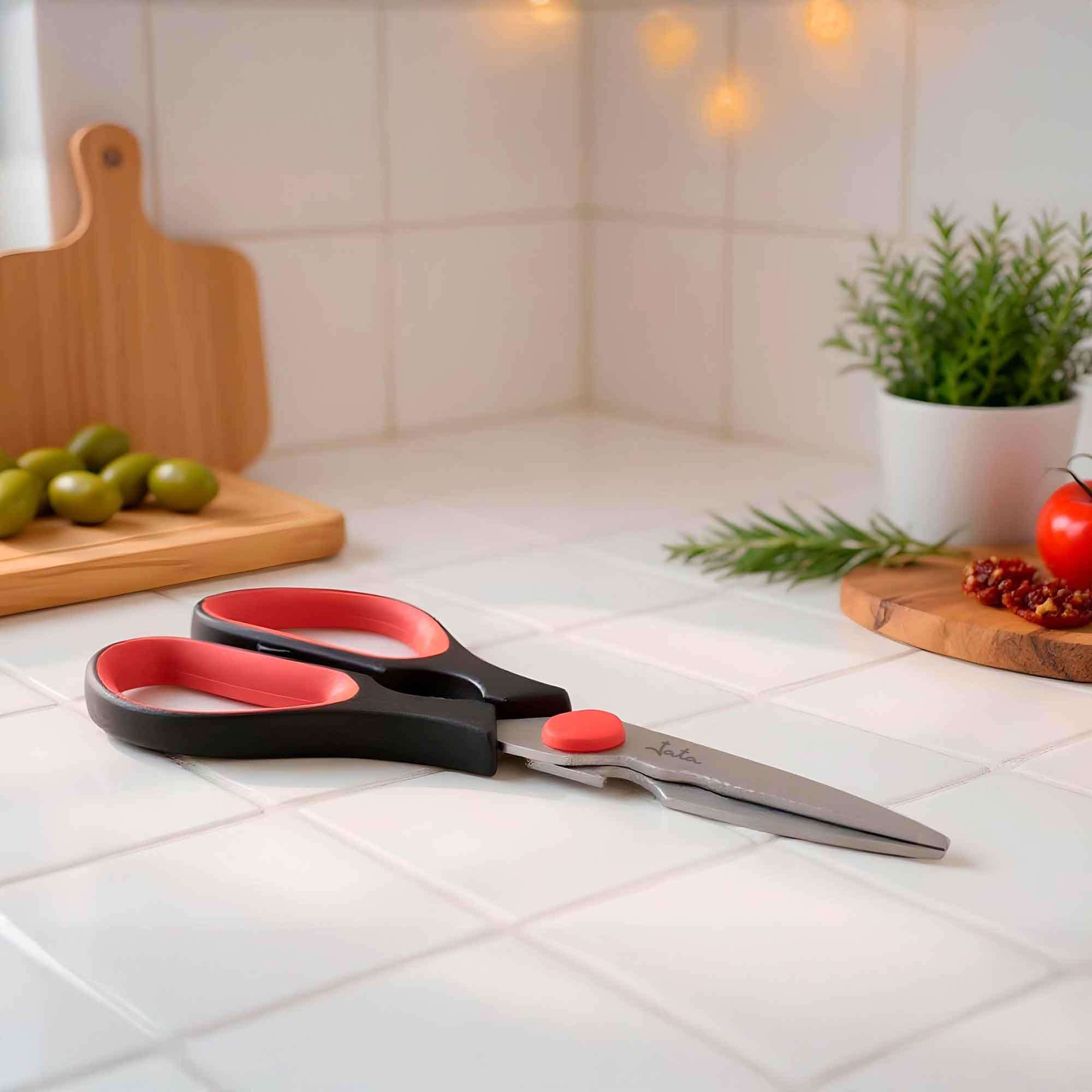JATA HOGAR AC36 - Tijeras Cocina Multiusos: Cascanueces, Abrebotellas, Descamador de Pescado y Corte. Desmontables para Fácil Limpieza y Afilado. Filo de Acero Inoxidable. Hoja de 11 cm.