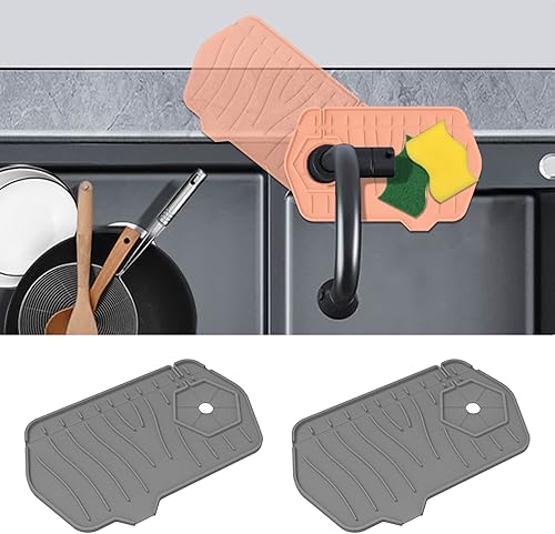 Paquete de 2 protectores contra salpicaduras de silicona para fregadero, tamaño mini de 9.6 x 6 pulgadas, diseño de doble cara para cocina, baño,
