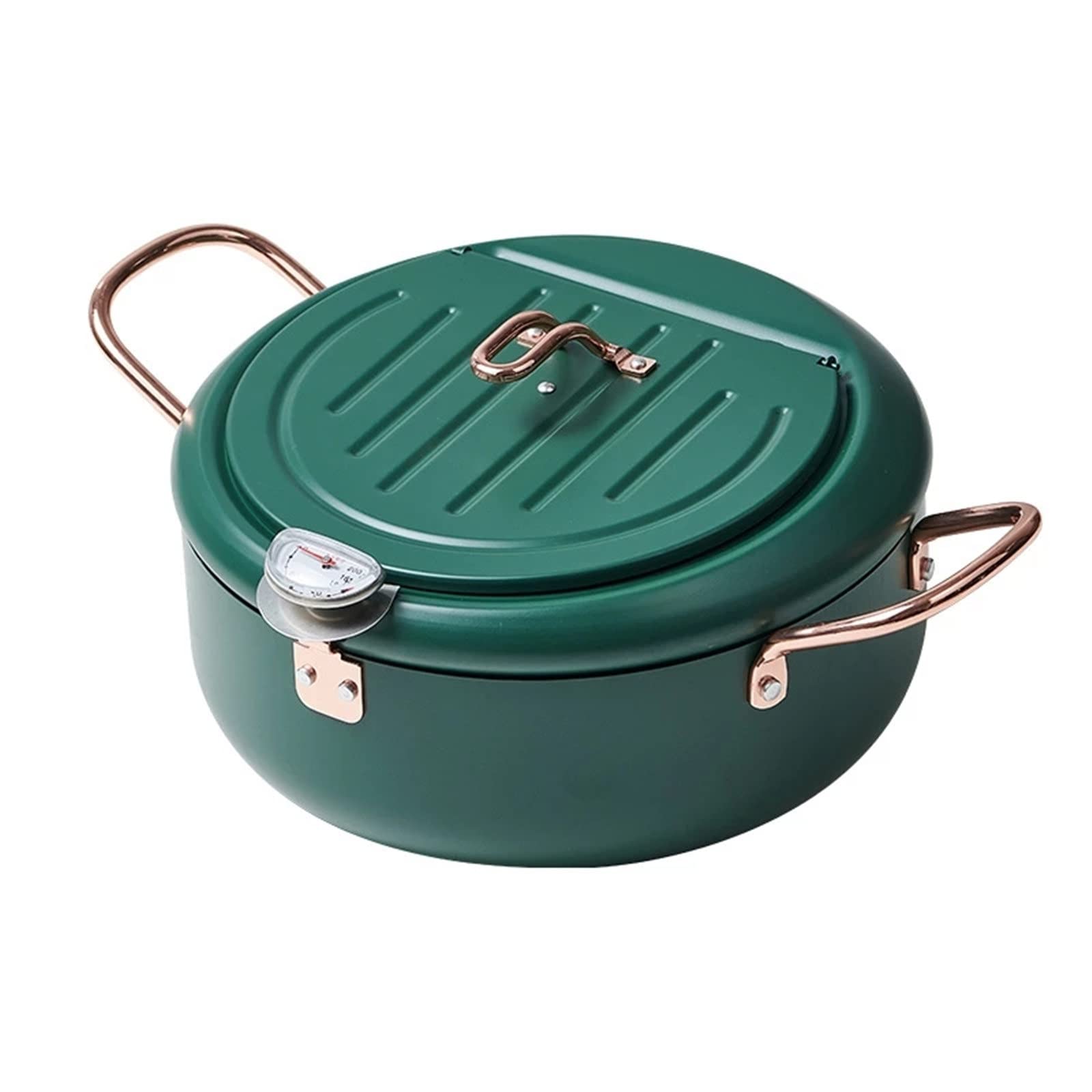 Produktbild von Edelstahl Fritteusentopf Mit Deckel & Abtropfgitter – Abnehmbares Thermometer, 2,2L/3,2L Für Alle Herdarten