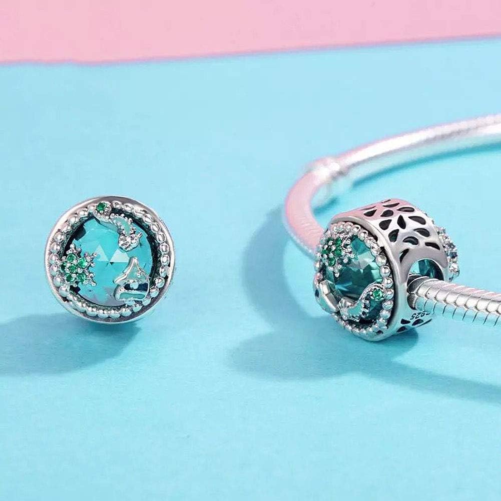 Blue Mermaid Tail & Shell pearl Charm 925 Sterling Silver Ocean Charm Beads for Bracelet & Necklace - Image 2