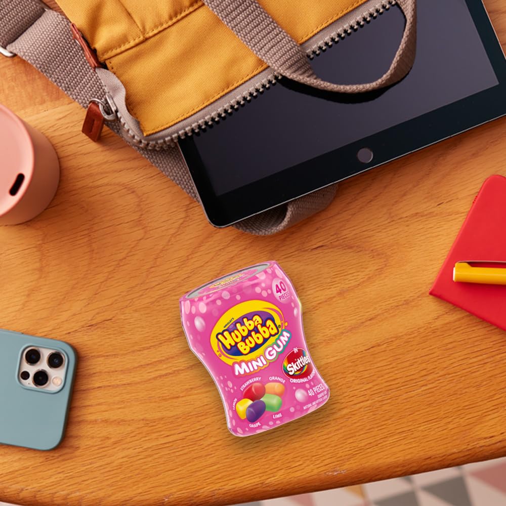 HUBBA BUBBA Minis SKITTLES Flavored Sugar-Free Bubble Gum Packs,Bulk Gum (240 Pieces), (Pack of 2)