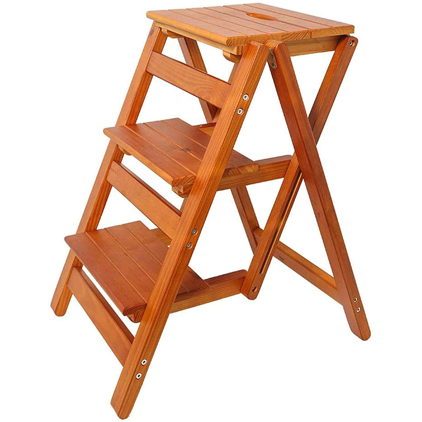 Chaise d'échelle de bibliothèque pliante en bois 2 en 1 DASHADAO