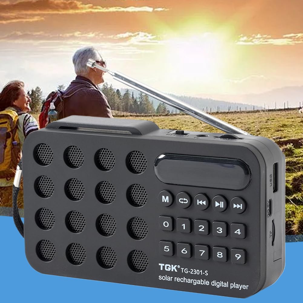 Haut-parleurs Bluetooth sans fil avec lecteur de carte TF USB, récepteur radio FM, batterie rechargeable solaire, haut-parleur radio numérique
