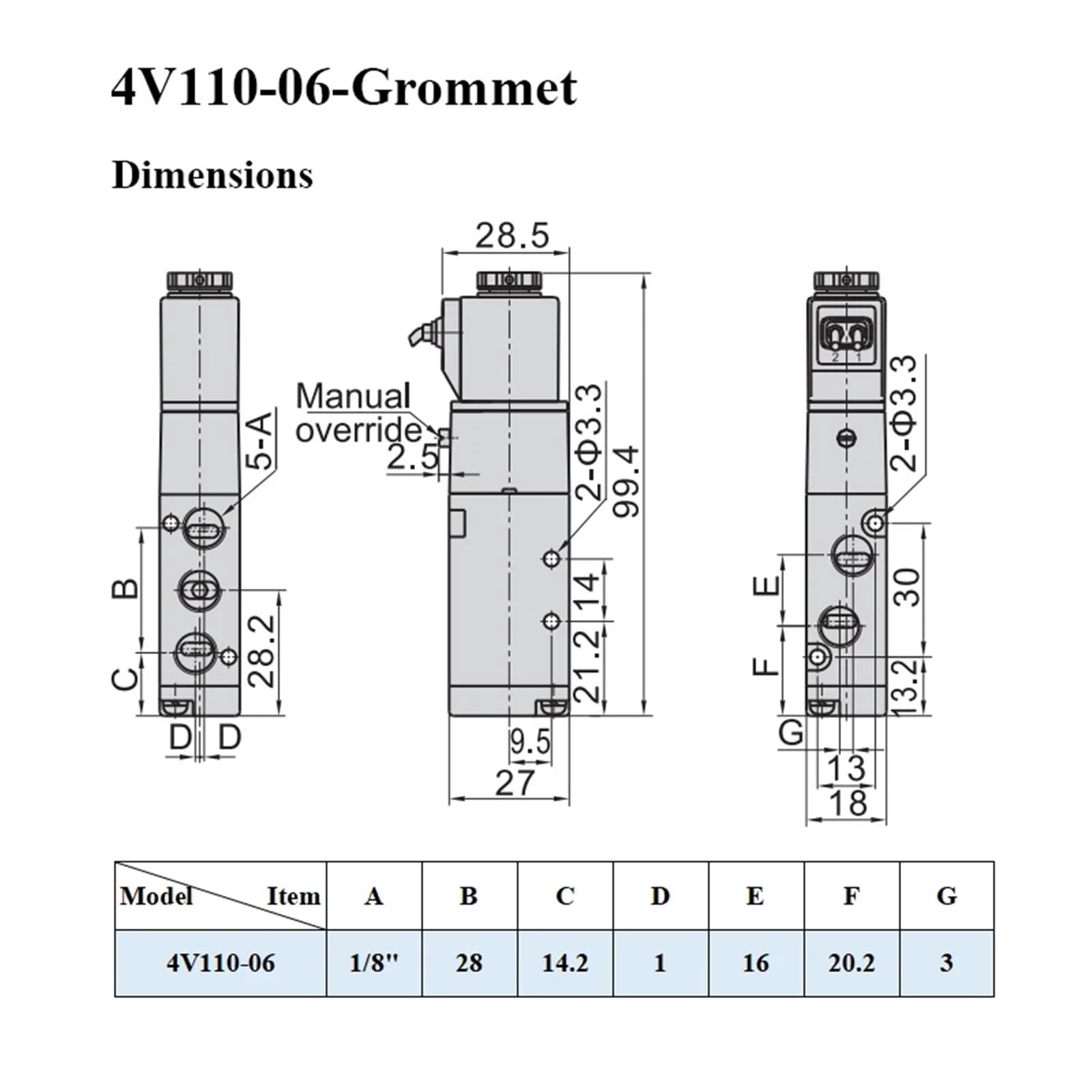 Válvula Solenoide de Control neumático 4V110-06, 5 vías, 2 Posiciones, 1/8 ", 5/2 vías, DC12V, 24V, AC110V, AC220V, con Ajuste de 4, 6, 8, 10 y 12mm(Only 4V110-06-I,AC110V)