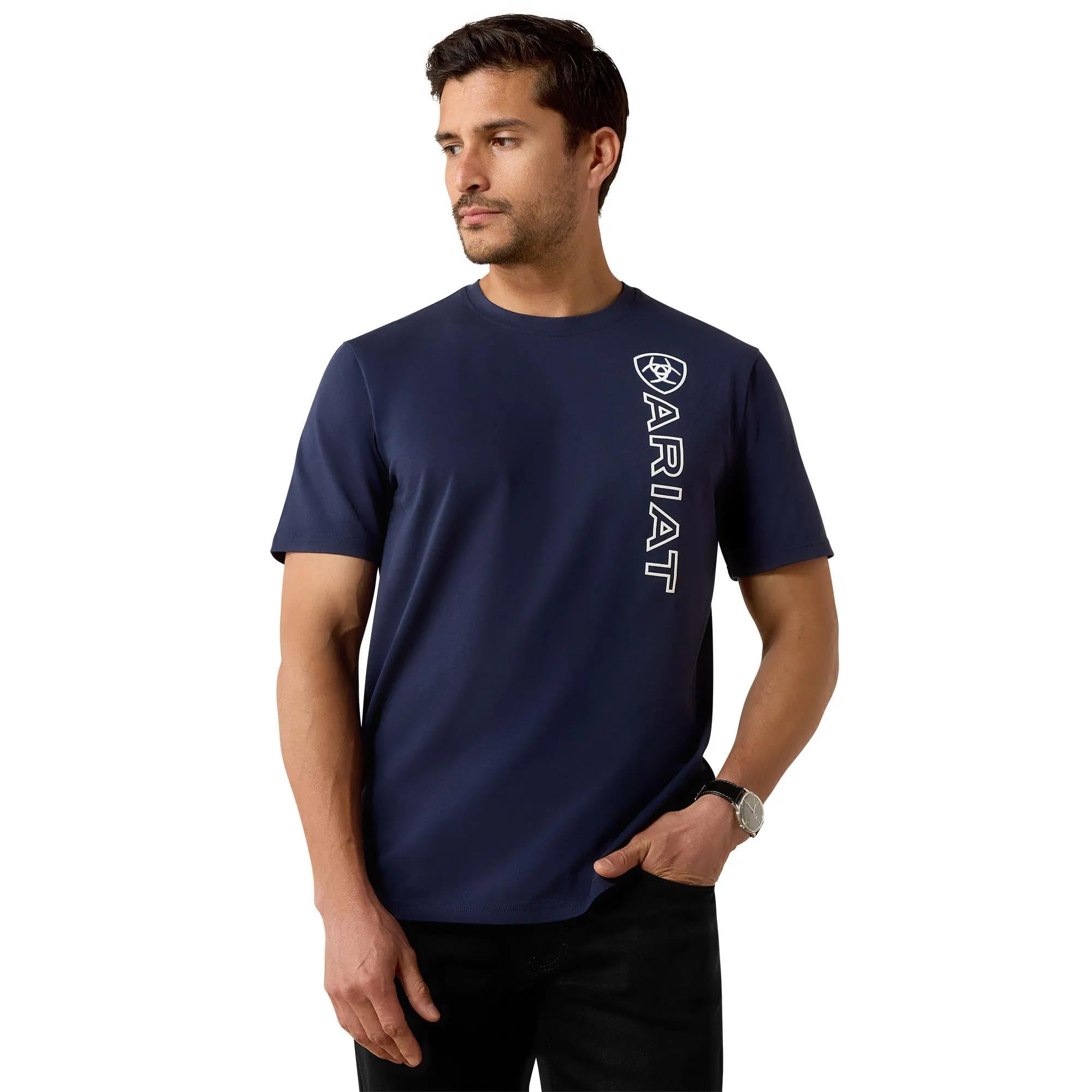 ARIAT Mens Vertical Logo T-Shirt