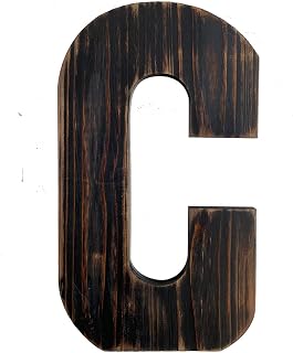 Big Letter Wall Art for Living Room, Bathroom, Bedroom, and Home Decor, Rustic Farmhouse Lettering for Family Last Names, Large Decorative Wood, 14” x 10” (Big C)