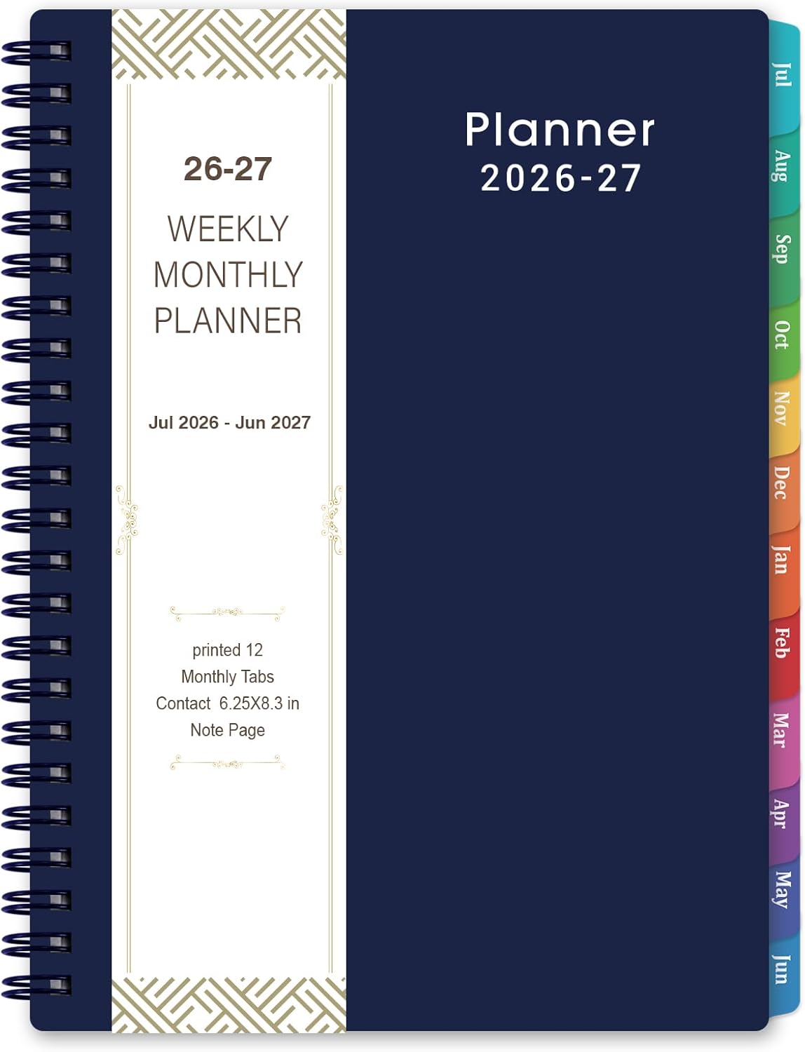2026-2027 Planner - Planner 2026-2027 with Weekly & Monthly Spreads, Jul 2026 - Jun 2027, 6.25" × 8.3", Strong Twin-Wire Binding, Round Corner, Flexible Cover, Monthly Tabs