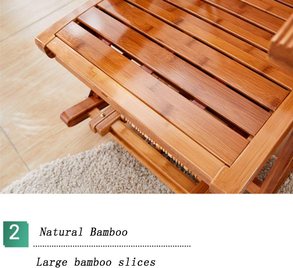 N / A Bamboo Rocking ChairFolding Chair, Adjustable Portable Household Bamboo Rocking Chair with Retractable Footrest and Massage Ball Leisure Sun Chair
