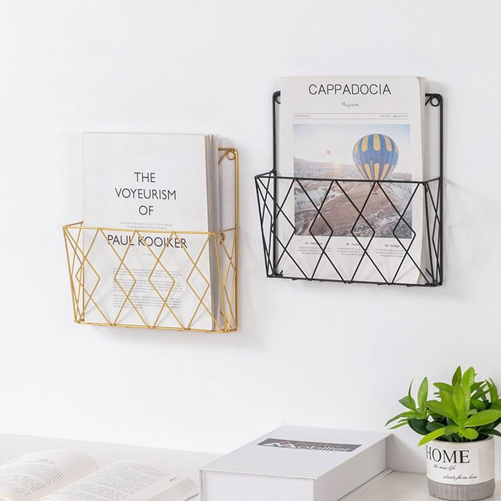 Simple and Wrought Iron Wall Storage Rack Home Decoration Magazine Newspaper