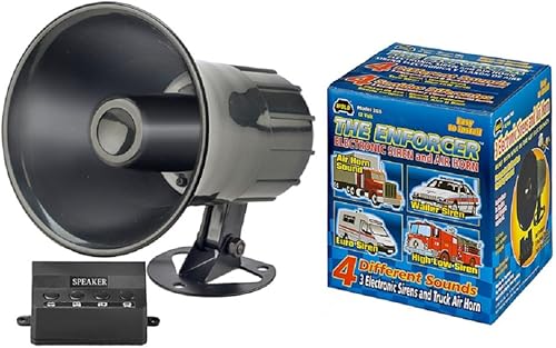 Wolo (365) The Enforcer Siren and Air Horn - 3 sirenas de emergencia, 1 sonido de bocina de aire para camión