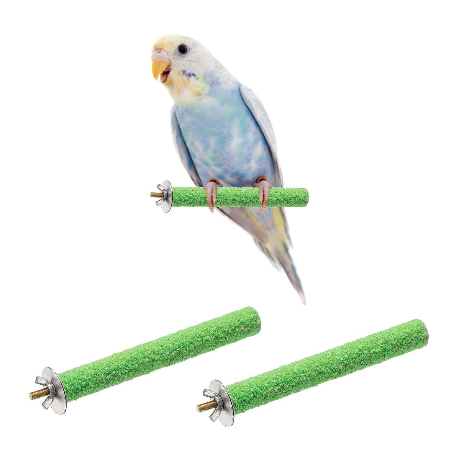 sourcing map Bird Perch Stand, Colorful Parrot Perch Paw Grinding Stick, Wood Rough-surfaced Perches 15 x 1.8 Cm, (Green, 2 Pcs), Intended for Home/Animal Parks/Pet Stores