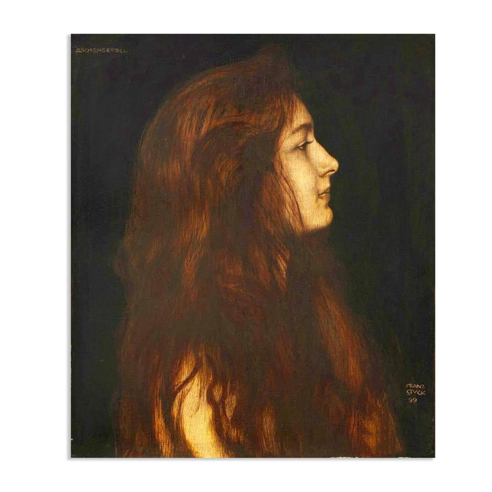 Hau3sh3a Unframed Franz Von Stuck Wall Art Print Centaur Und Nymphe Franz Stuck Painting Reproduction Artwork Abstract Classic Wall Decor For Living Room Bathroom Office 90X70cm(36X28in) Frameless