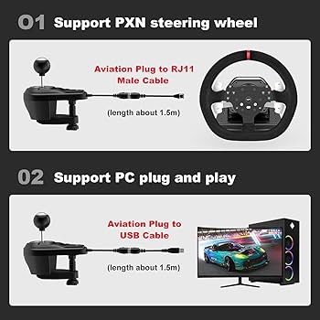 PlayStation4 - かなち PXN A7 Gear Shifter, 6+1 Shift Lever with Handbrake & High