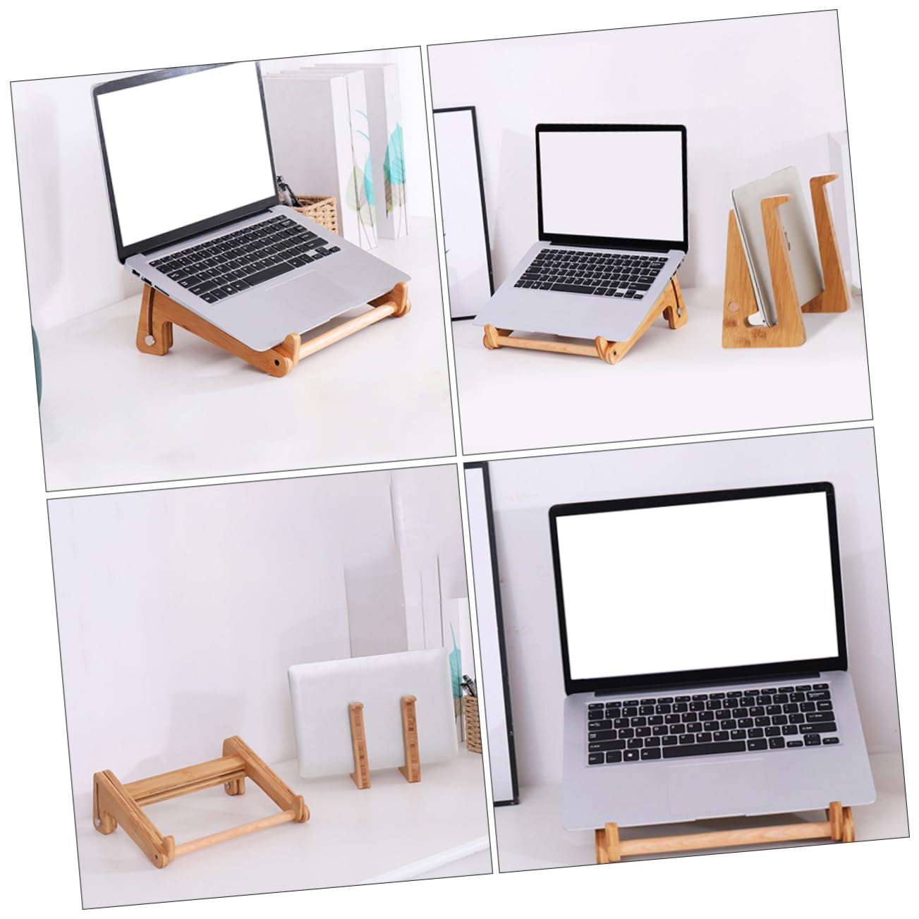 NUOBESTY Supporto Portatile per Laptop in Legno Regolabile Design Ventilato, Pieghevole e Leggero, Accessorio per Computer Adatto a Notebook da 13 a 15,6 Pollici per Uso Casa e Ufficio