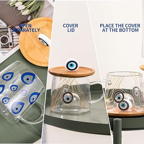 Miniatura 9 de Caja ciega al azar, taza de café de vidrio borosilicato con tapa de bambú de silicona 3D, lindo modelo de dibujos animados, taza transparente,