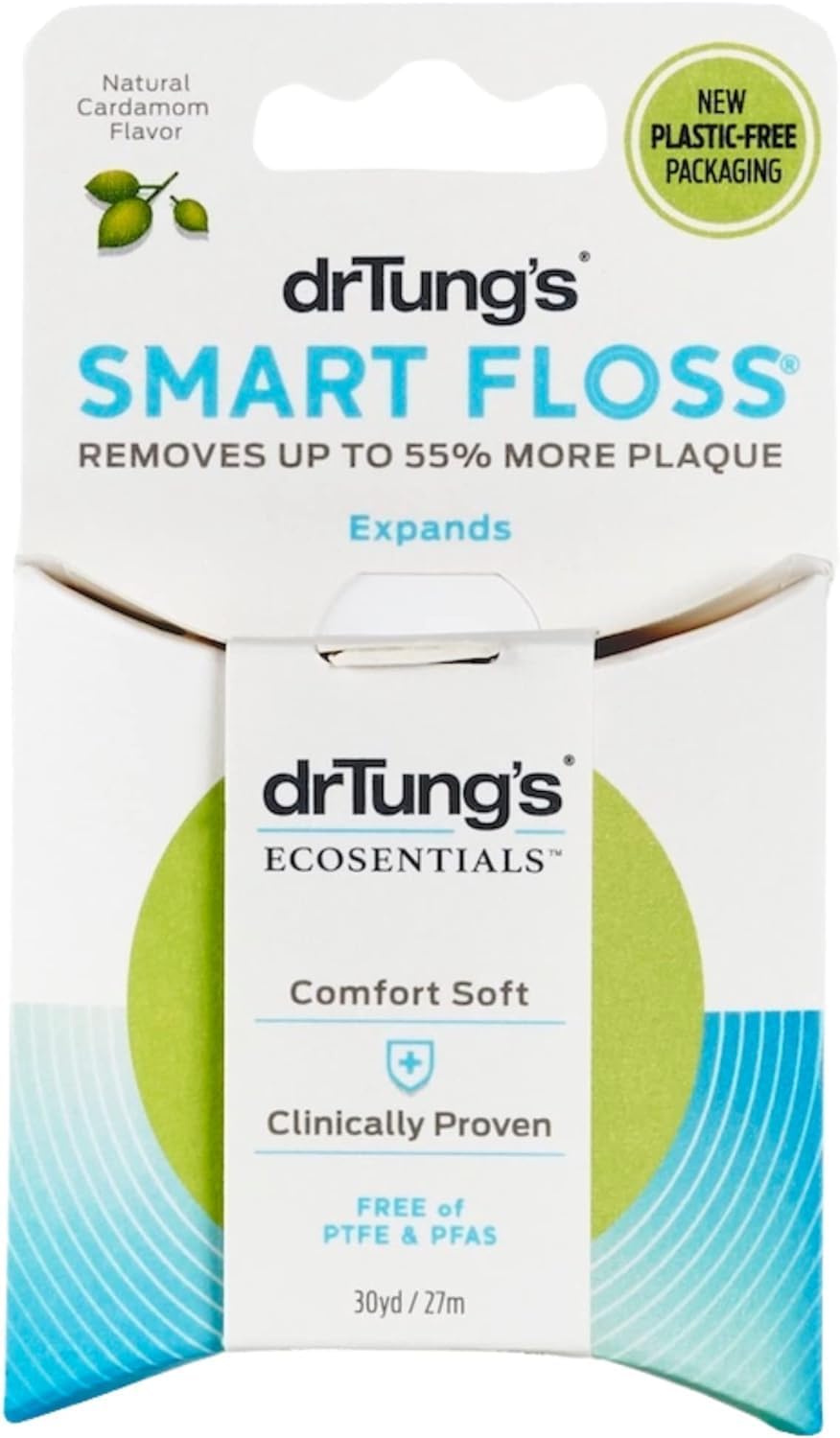 DrTung's Smart Floss - Expanding Natural Waxed Dental Floss - 10 Pack