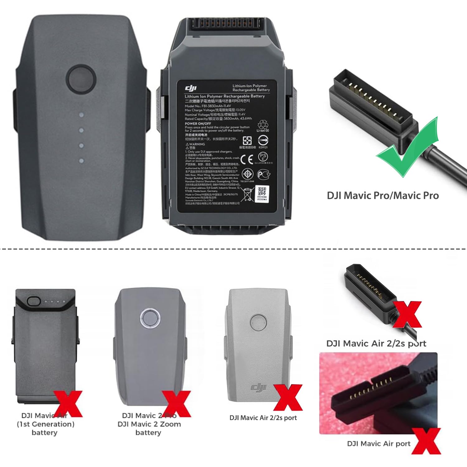 KFD Alimentatore di rete per DJI Mavic Pro Quadcopter Drone, Mavic Pro Alpine Battery, Platinum RC Drone 50W F1C50 Fly More, accessori combo cavo di ricarica adattatore di alimentazione