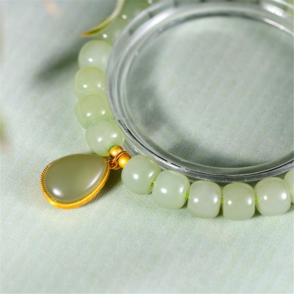 MOCHAMIK 925 Silber Runde Perle Jade Hand Ornamente Weiblicher Nationaler Wind Wassertropfen Anhänger und Jade Armband