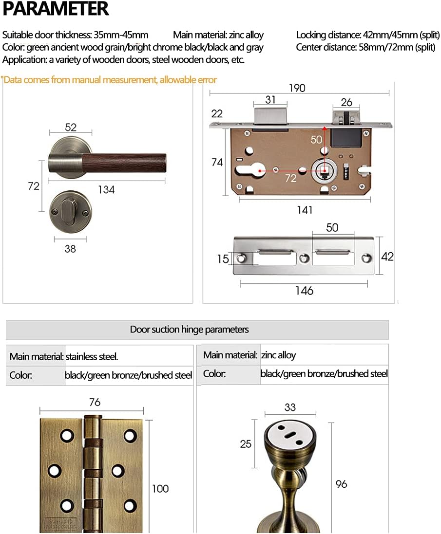 Square Dummy Door Lever Handle - Non-Turning Single Side Pull for Closets & French Doors - Silent Split Door Lock(ModelC)