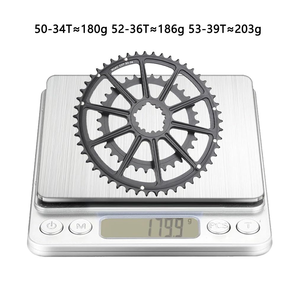Guarnitura per Bici da Strada da 170 mm con Doppia velocità 50-34T/52-36T/53-39T, pedivella scheletrica Integrata Cava per BMX Pieghevole BSA BB 7-12S, Nera.