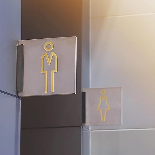Miniatura 6 de Letrero de baño acrílico con respaldo adhesivo para hombres y mujeres, letreros de puerta de baño, letreros de baño para negocios, señalización de