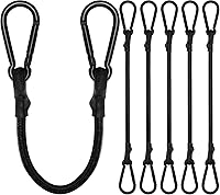 Vista 13 de Cuerdas elásticas con mosquetón, cuerdas elásticas resistentes de 12 pulgadas de largo con clip de mosquetón para exteriores, cuerda elástica extra