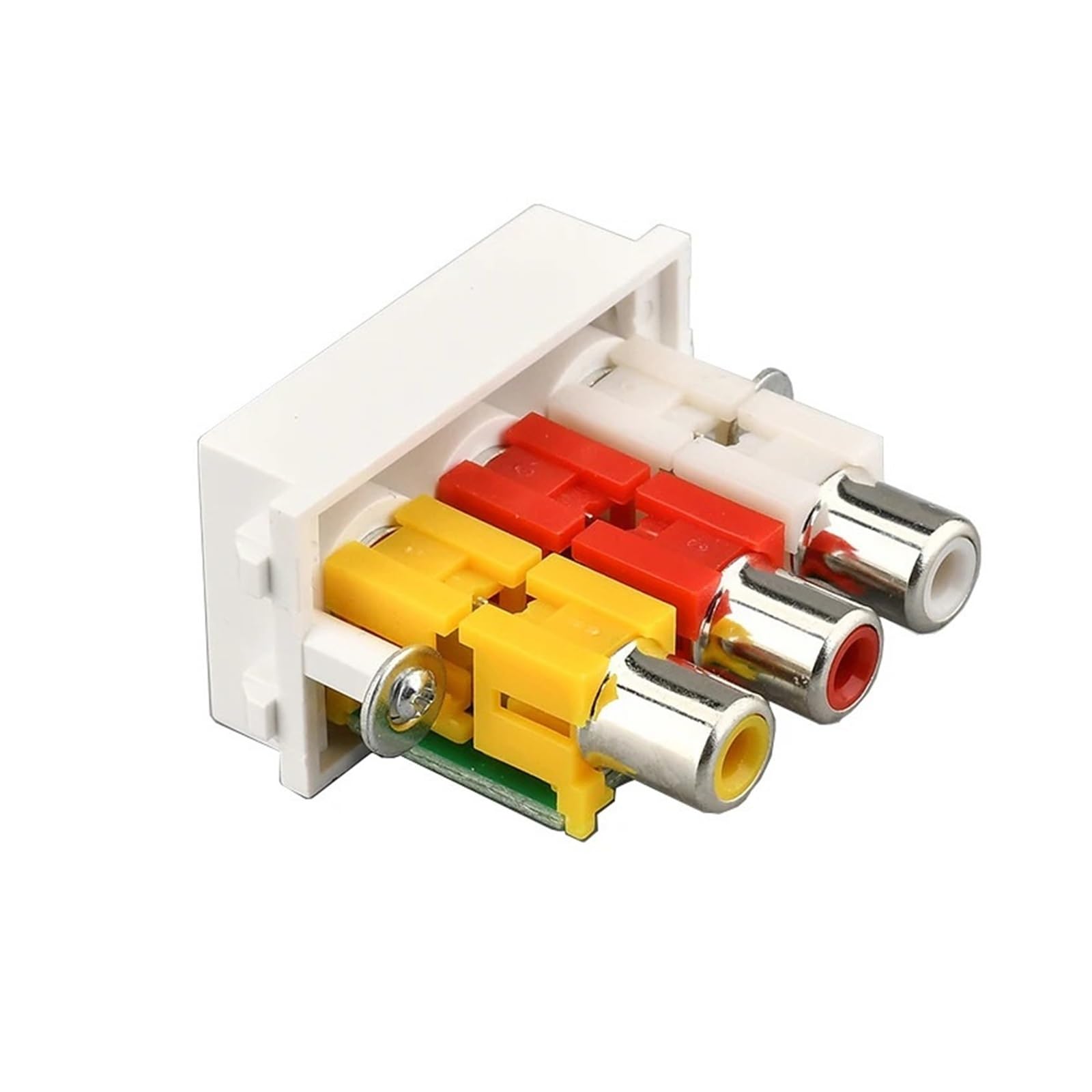 Adaptador de expansión compuesto de sonido (hembra a hembra) con 3 tomas de audio y vídeo, color amarillo, rojo y blanco